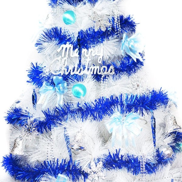 台灣製15尺/15呎(450cm)特級白色松針葉聖誕樹 (藍銀色系)+100燈LED燈9串(附控制器跳機)