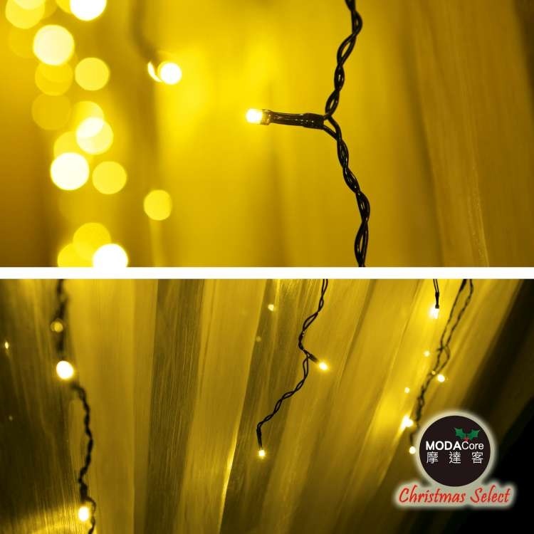 摩達客-LED燈100燈冰條燈聖誕燈情境裝飾燈-暖白光-黑線附贈IC控制器YS-XSL2110007