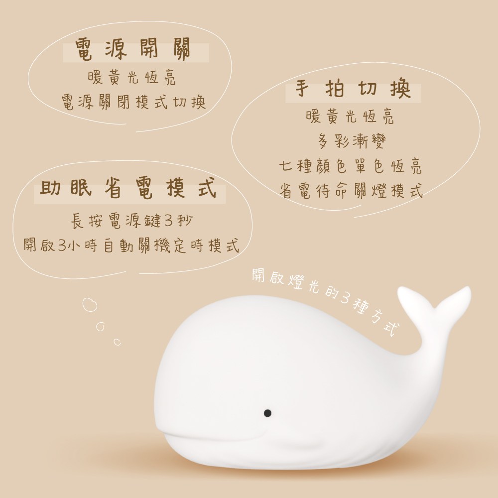 kinyo 多彩俏皮鯨魚氣氛燈 LED-6539