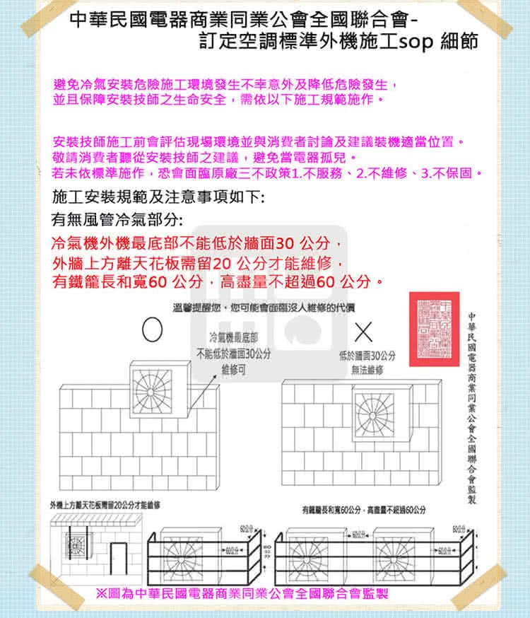 若未依標準施作,恐會面臨原廠三不政策1.不服務、2.不維修、3.不保固。