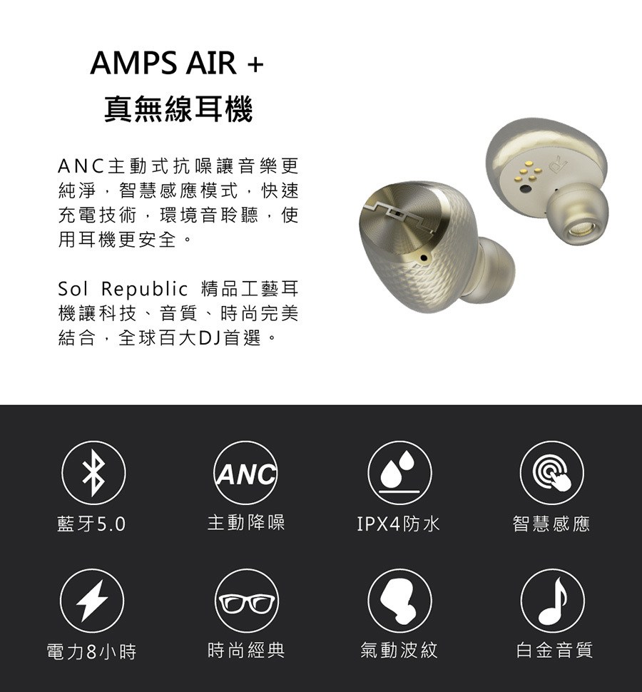 Sol Republic Amps Air + 降噪真無線藍牙耳機