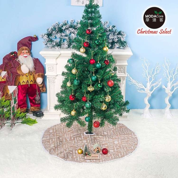 摩達客-耶誕祝福語淺棕咖啡色聖誕樹裙