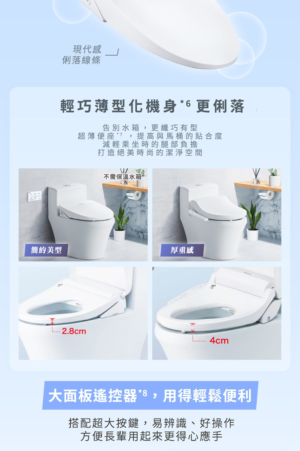 超薄便座7,提高與馬桶的貼合度