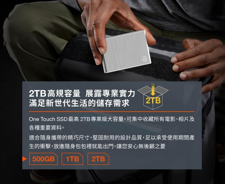 Seagate希捷 One Touch SSD 2TB 星鑽銀 (STKG2000401)