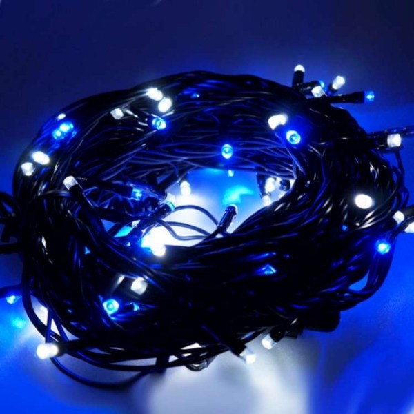 【摩達客】台灣製12尺360cm豪華冰藍色聖誕樹(銀藍系配件組)+100燈LED燈藍白光7串(附IC控制器)