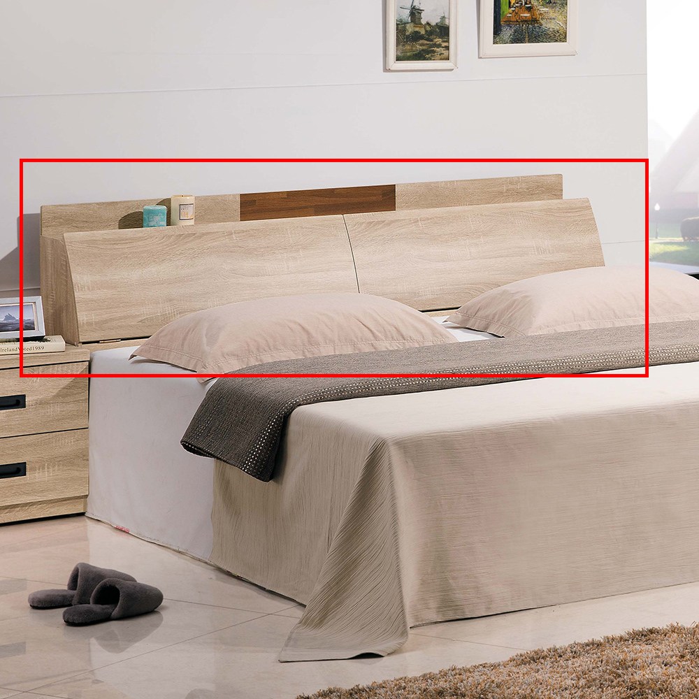 日式舒活6尺床頭箱(附插座)