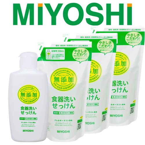 日本miyoshi 無添加餐具清潔液超值4件組 1瓶 3補充包 清潔芳香 特力家購物網