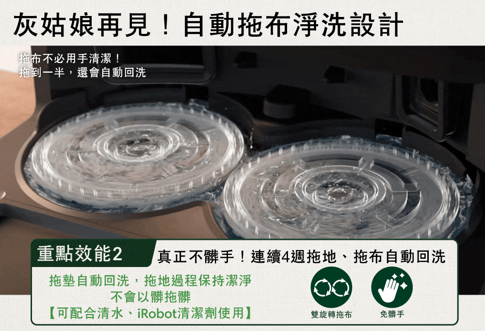 真正不髒手連續4週拖地、拖布自動回洗