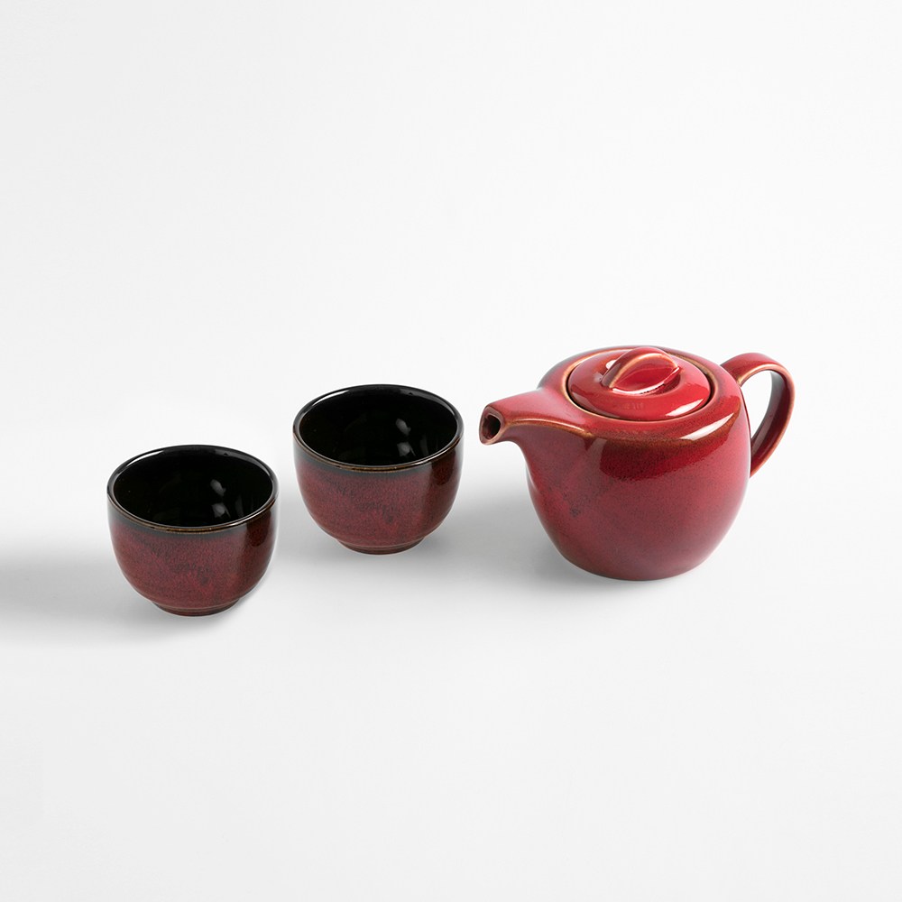 晴陽窯燒一壺兩杯茶具組紅｜餐茶用具｜HOLA 和樂家居