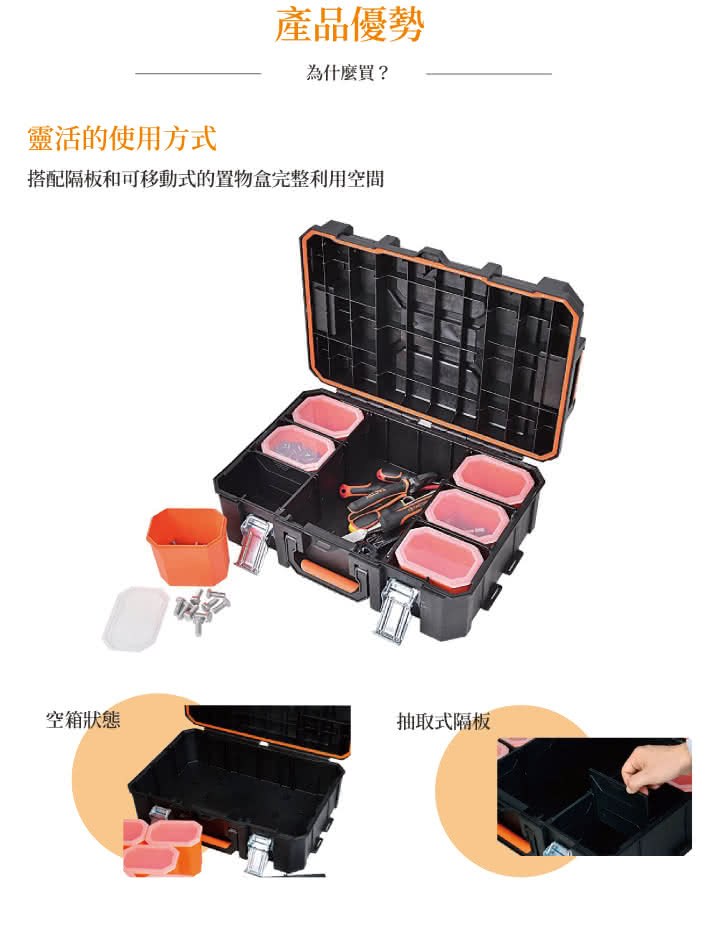 TACTIX TX-0360 分離式重型套裝工具箱-上層（一代上扳式）｜五金工具