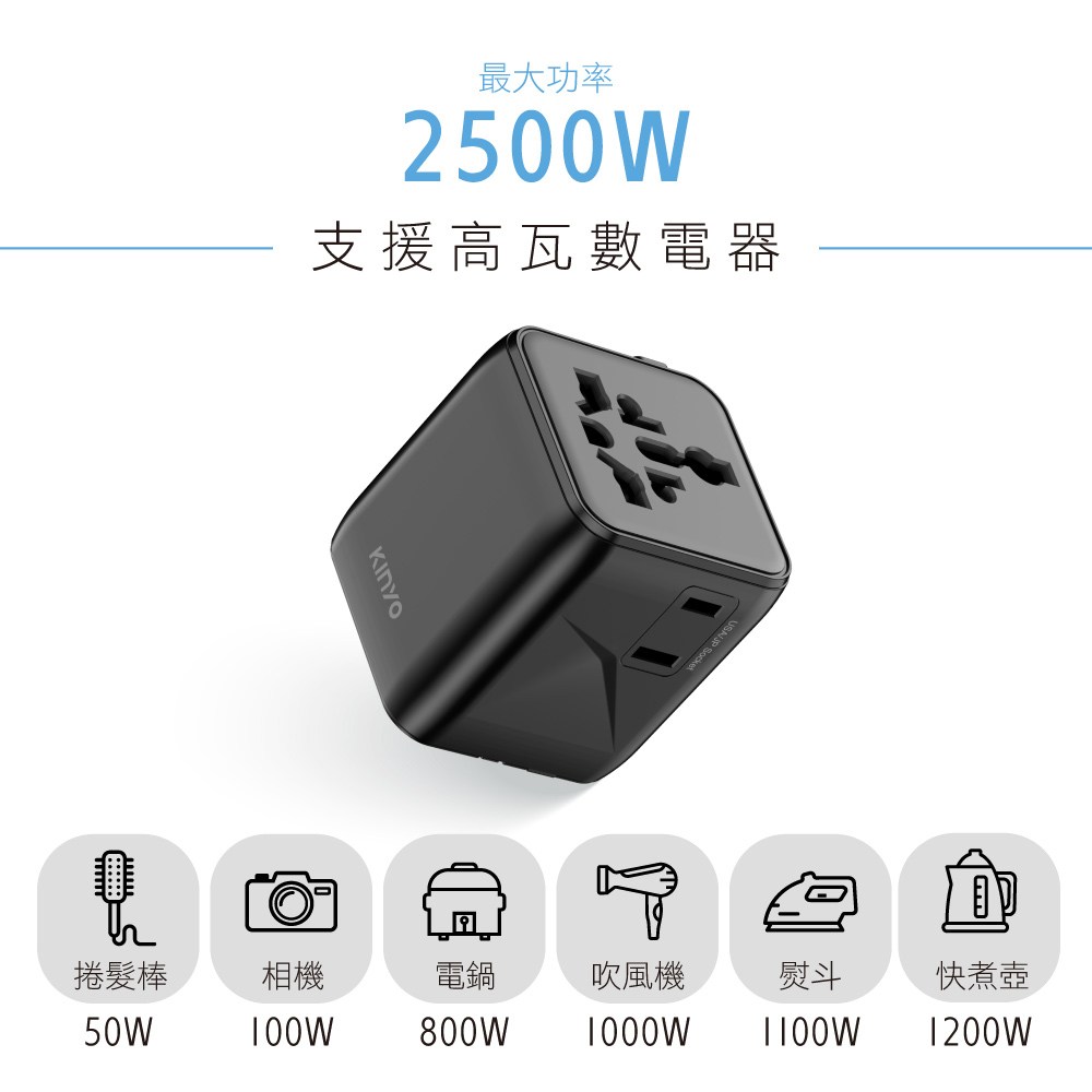 kinyo 迷你萬國轉接頭 黑 MPP-3500B