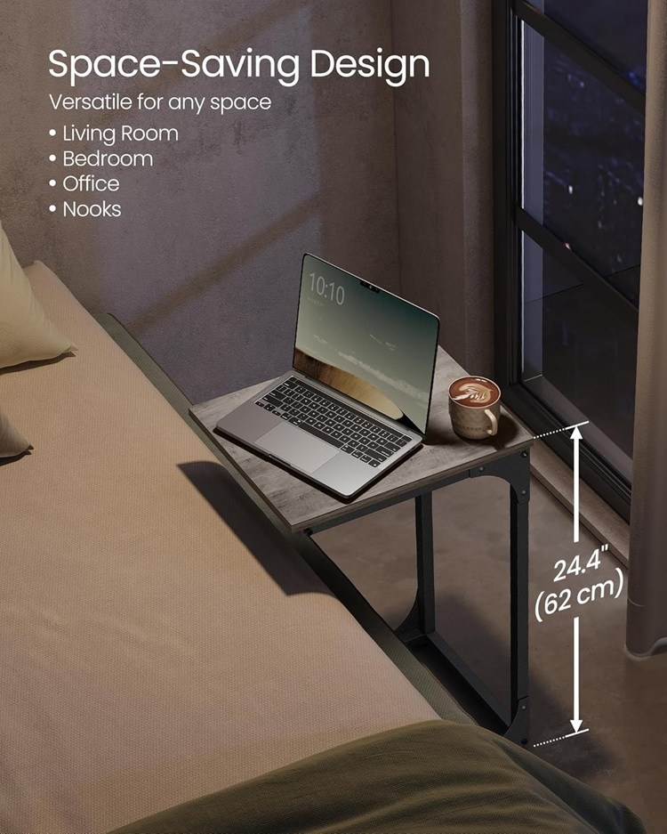 可放床架邊當床頭櫃放電腦當書桌放咖啡當餐桌,高度可當床上桌使用