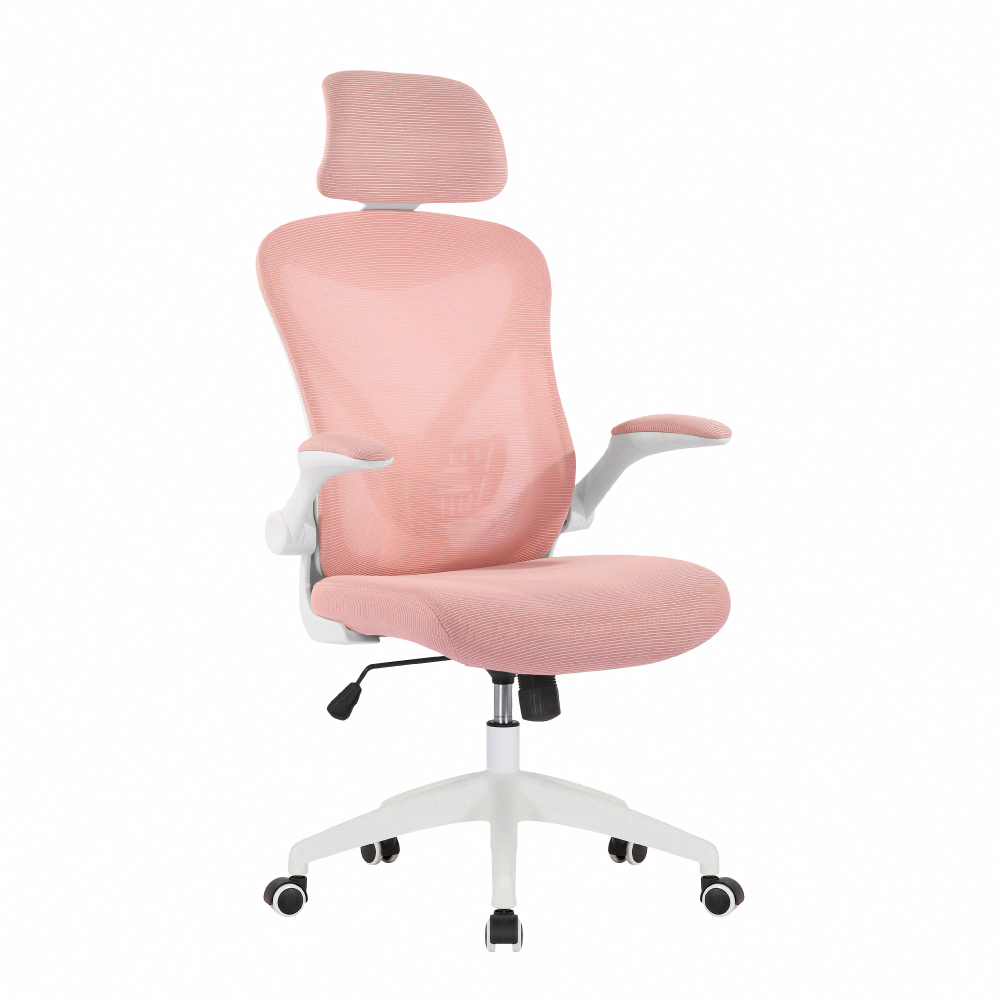 [特價]E-home Arno亞諾網布可旋轉扶手高背電腦椅-五色可選粉紅色