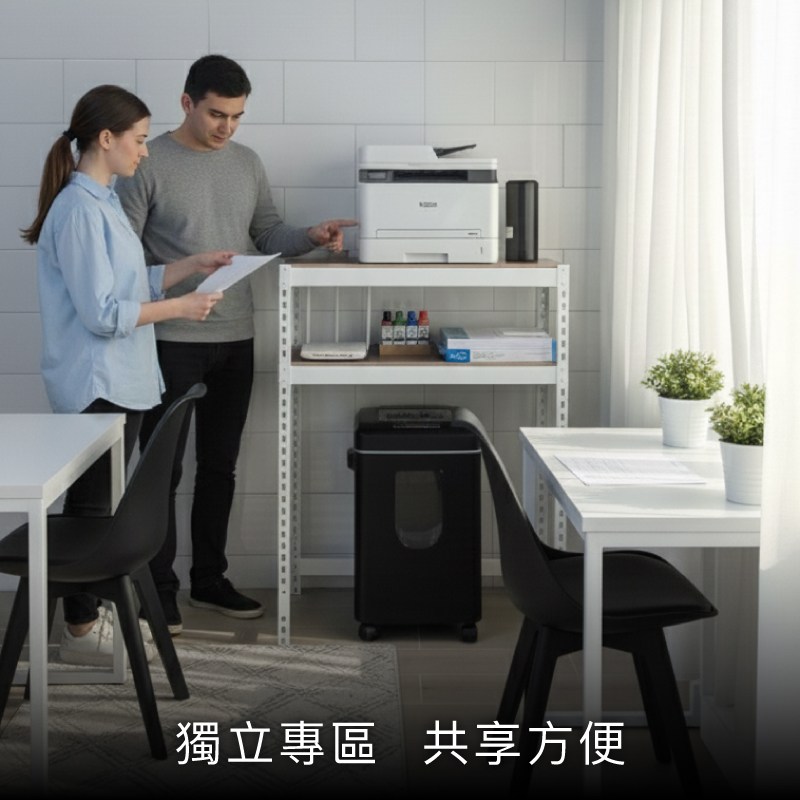 角鋼印表機架三層設計，方便擺放印表機、文件與耗材，保持桌面整潔