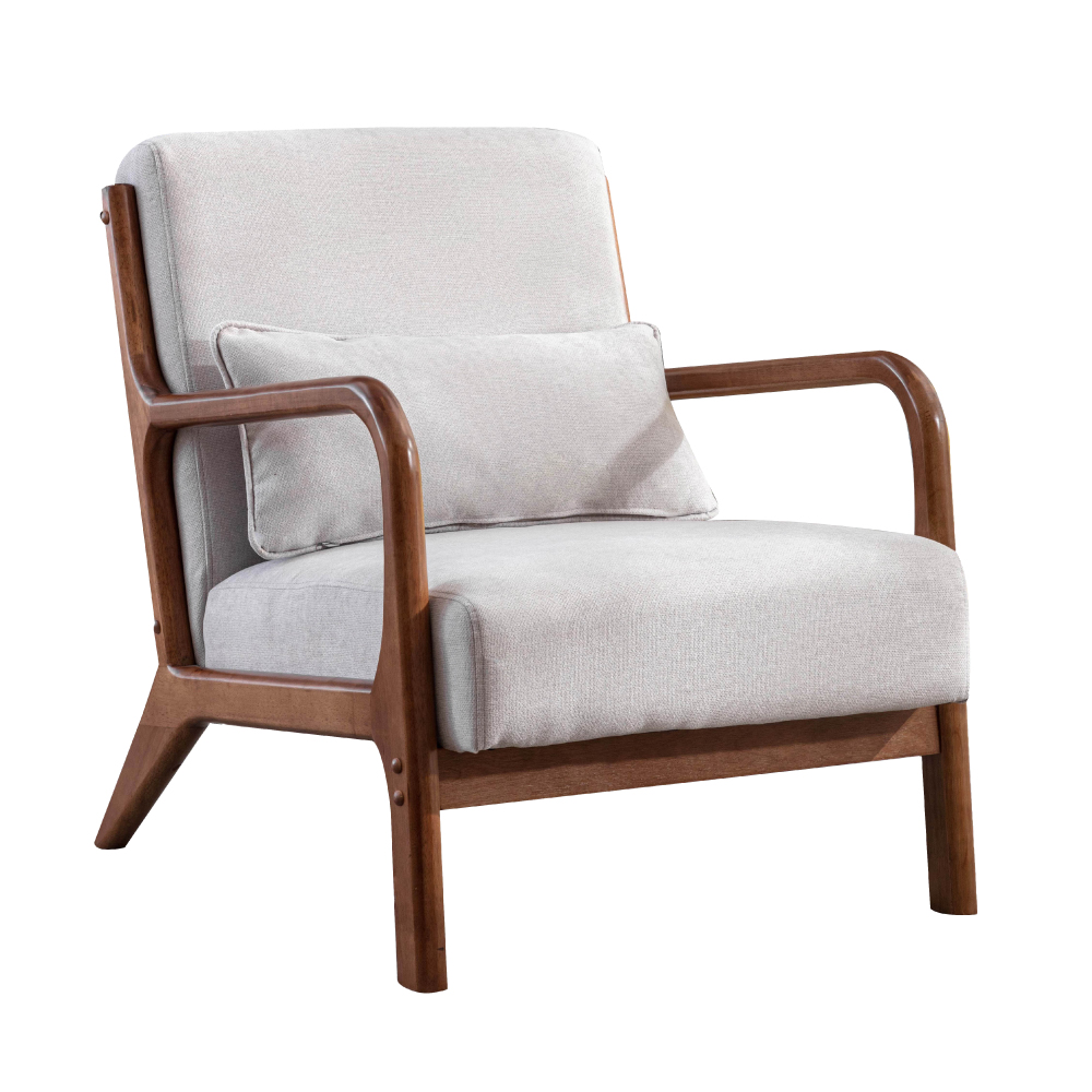 [特價]E-home Doris朵莉絲布面實木框單人休閒沙發-四色可選灰色