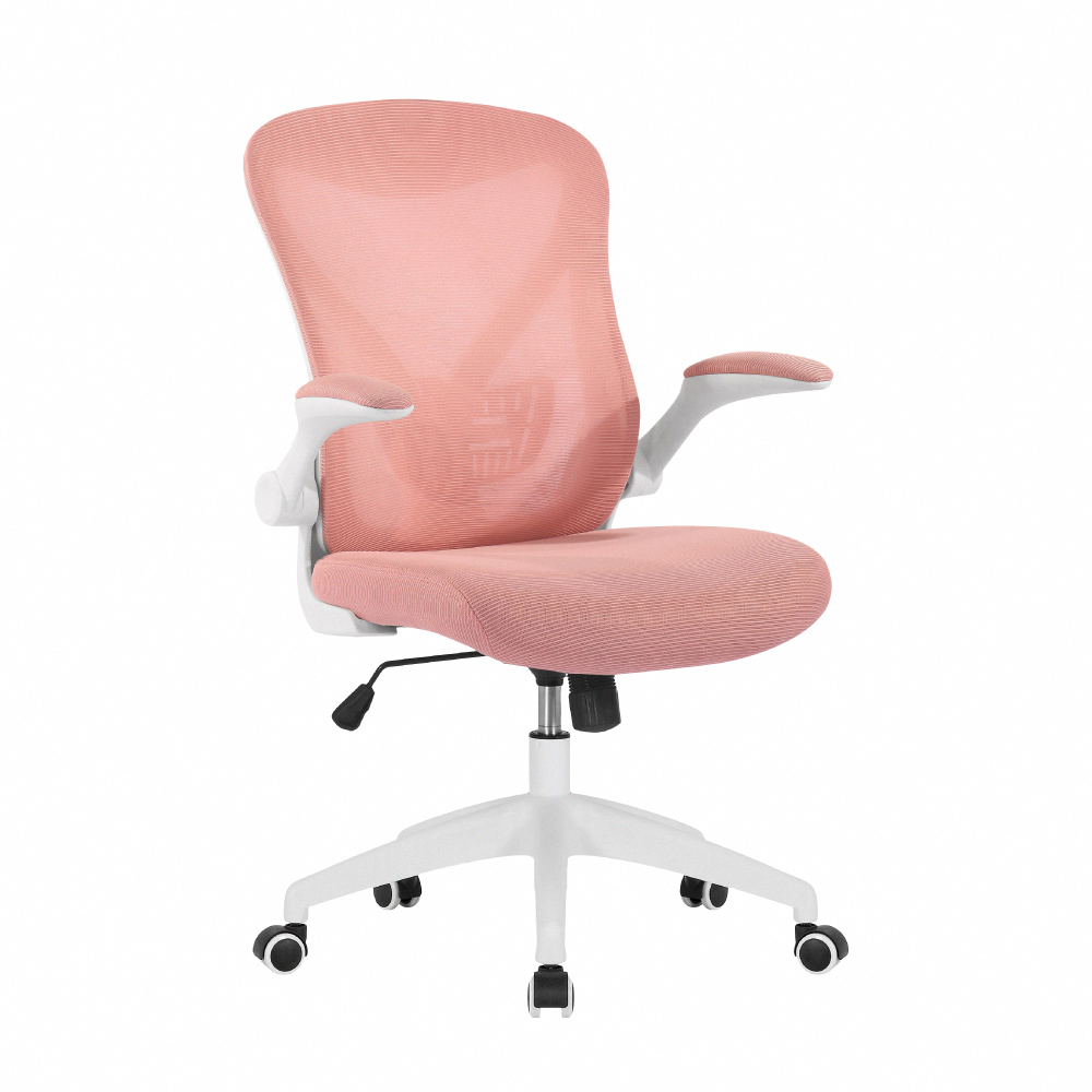 [特價]E-home Bruno布魯諾網布可旋轉扶手電腦椅-五色可選粉紅色