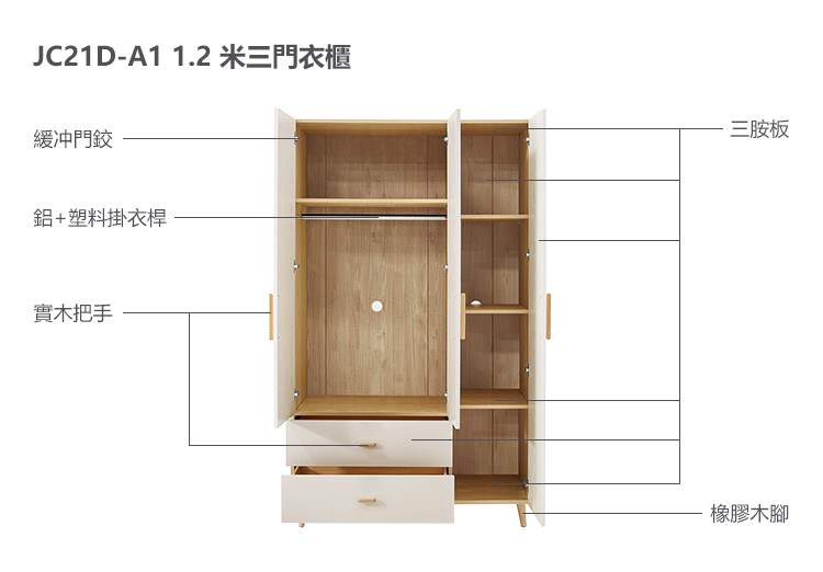 材質 : JC21D-A1_1.2M 有抽屜款