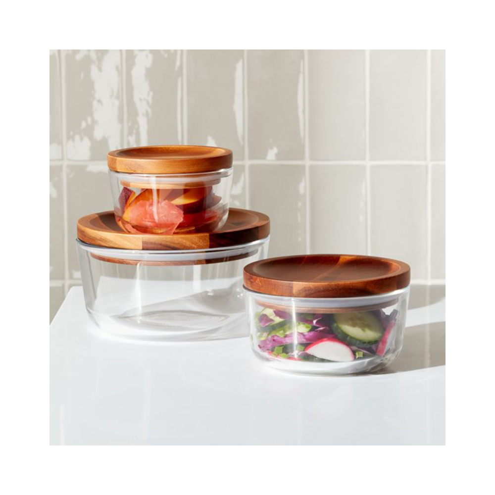 Crate Barrel Pyrex 木蓋保鮮盒6入組 保鮮盒 儲物 特力家購物網
